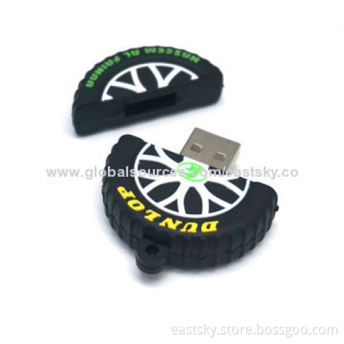 Custom Tire Shape USB drive, made of soft PVC material, OEM orders welcome